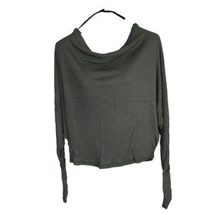 Emory Park waffle knit batwing top green large